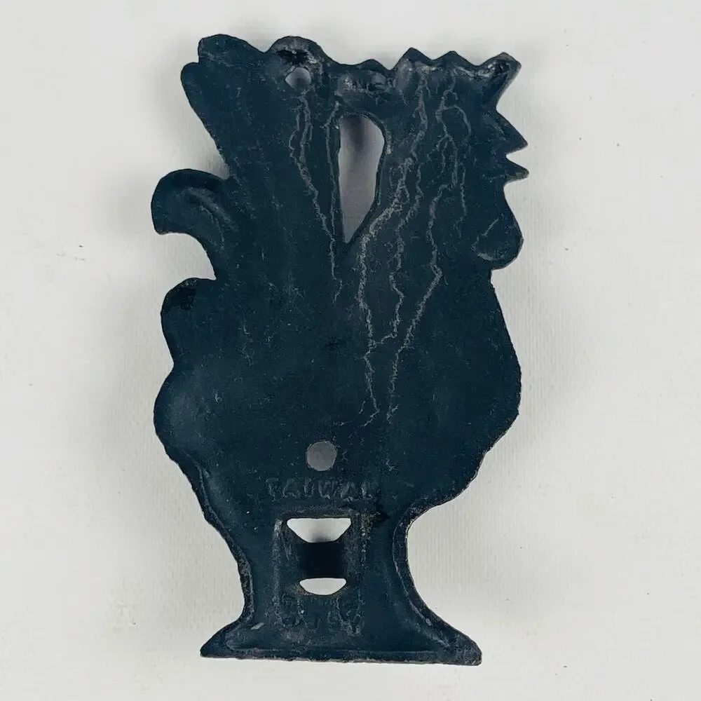 Vintage Black Cast Iron Rooster Small Wall Hook Farmhouse Swinging Hook